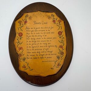 Decorative Wooden Plaque with Parent's Creed
